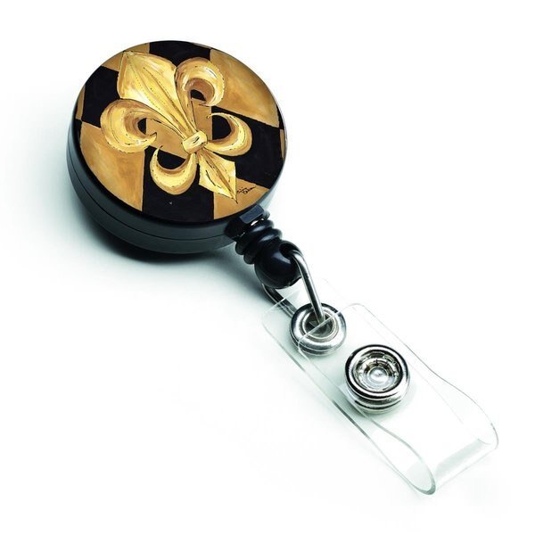 Black and Gold Fleur De Lis New Orleans Retractable Badge Reel, Carolines Treasures, Mfr#: 8125BR